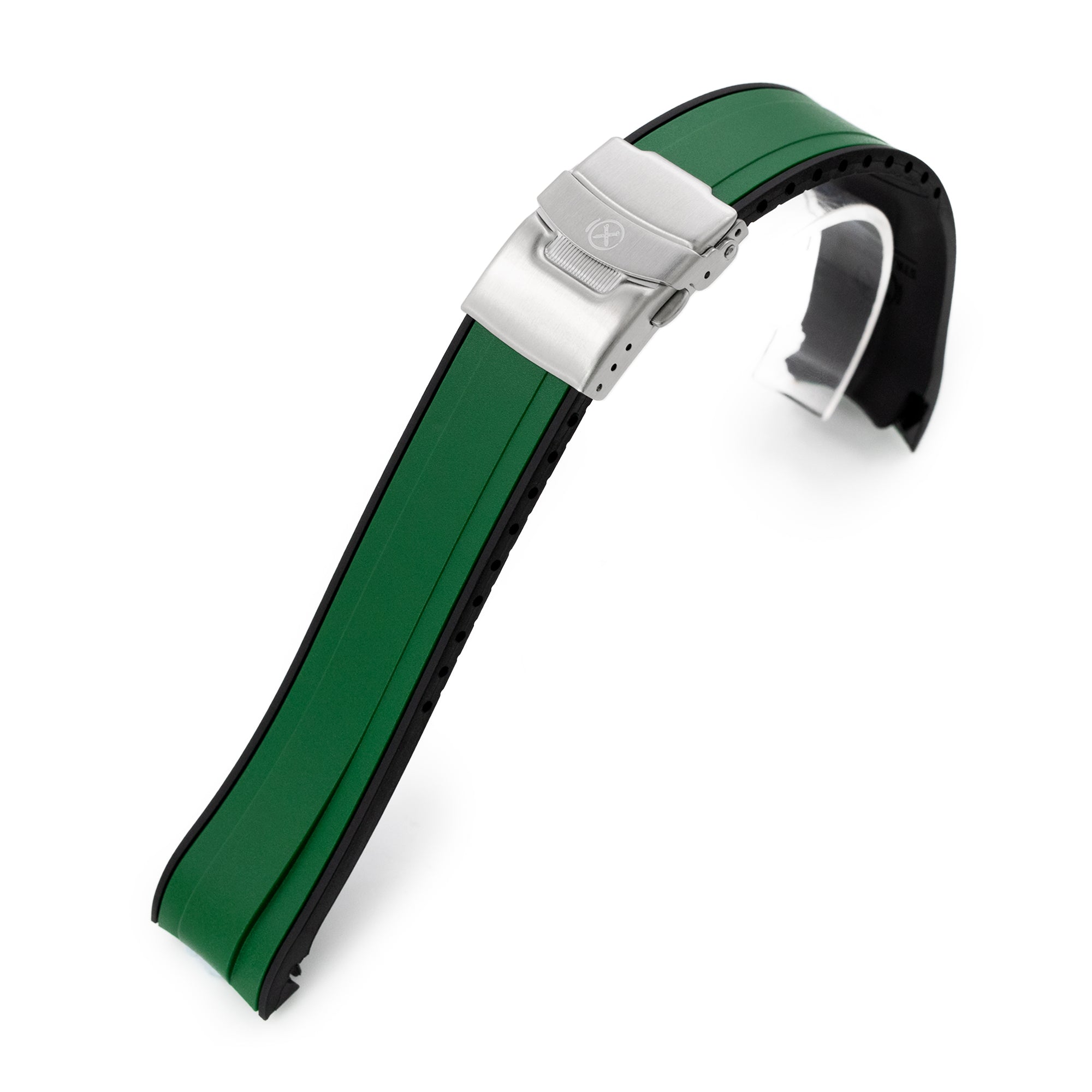 StrapXPro - SX1A Rubber Strap for Seiko SKX007, Green / Black Strapcode Watch Bands