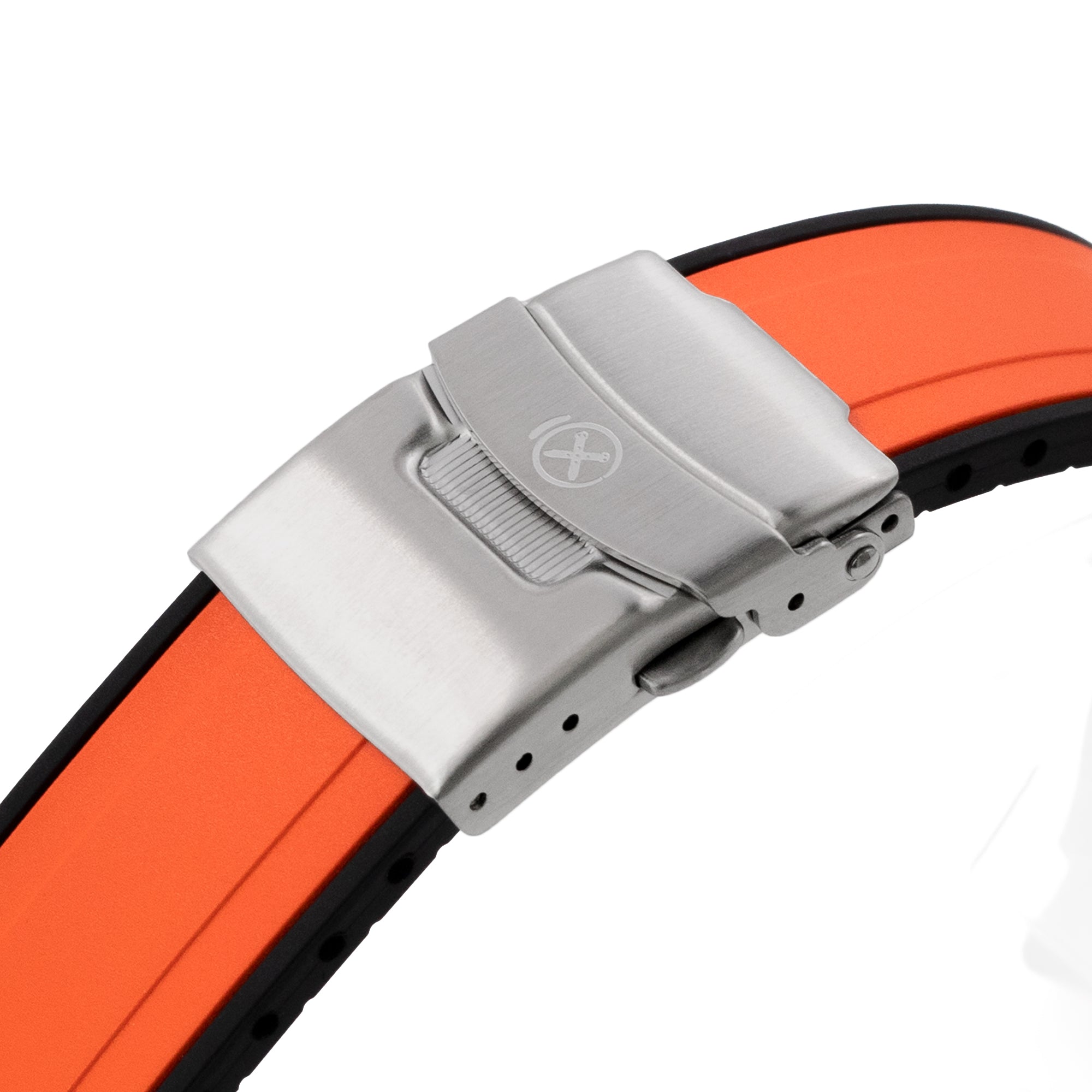 StrapXPro - SX1A Rubber Strap for New Seiko 5 Sport 5KX/GMT, Orange / Black Strapcode Watch Bands